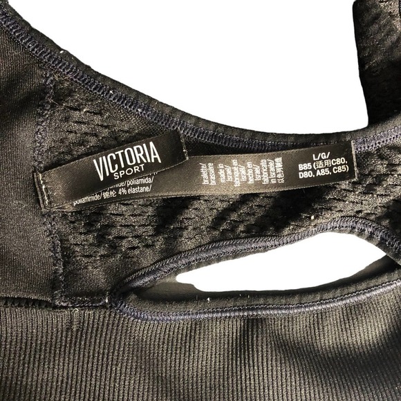 VICTORIA Sport Black double strap cut-out racerback Bralette, Large - Picture 4 of 7